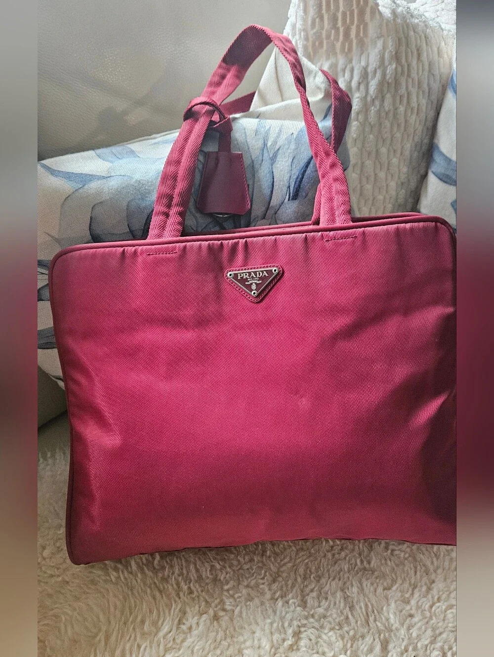 Vintage Tessuto Prada Red Tote Bag with Structured Design